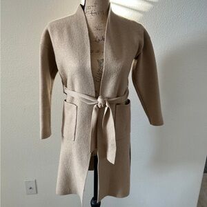 Wilfred camel wool belted cardigan coat